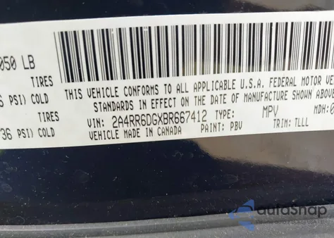 2011 Chrysler Town & Country Limited from USA, damaged, VIN 2A4RR6DGXBR667412